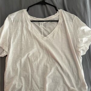Athleta White V-Neck Short Sleeve Tee
